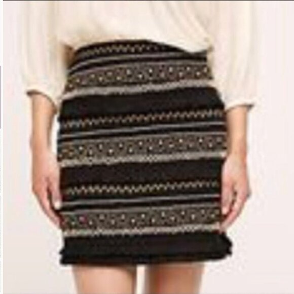 ANTHROPOLOGIE Chloe Oliver FRINGE BEADED SKIRT Women's Size Small New with Tags - Picture 3 of 13